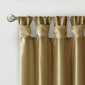 English Elm Twist Emilia Lined Faux Silk Window Curtain Panel 50x108 with Twist Tab Top, Privacy Lining, Sheen Bronze 3 L x 10.04 W x 9.06 H B03598092
