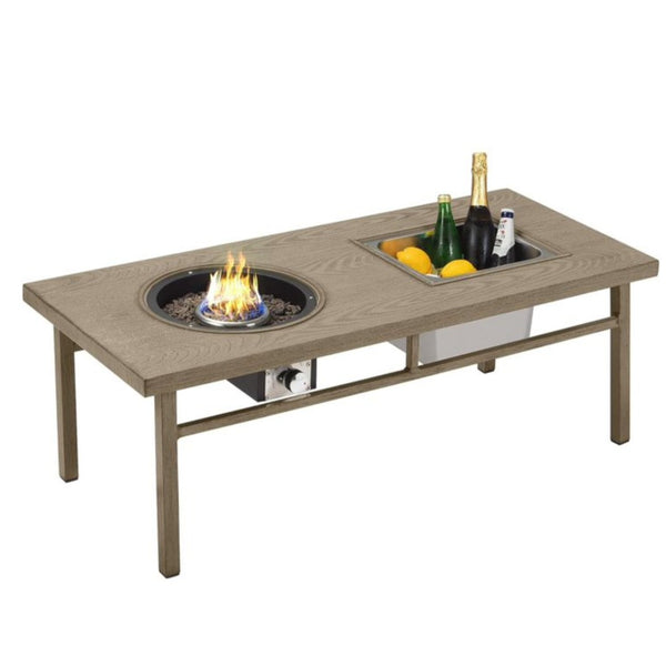 English Elm 47" Outdoor Aluminum Fire Pit Table 50000 Btu Propane with Ice Bucket Station Beige B082P454968