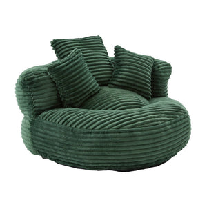 English Elm Bean Bag Sofa Oversized Corduroy Floor Lounge Chair with Armrests Pillows Foam Fill Emerald W395P426813