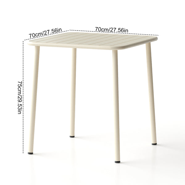 English Elm Sera outdoor square table - waterproof metal courtyard bistro table for balcony, villa, versatile seating Retro White W3318P306363