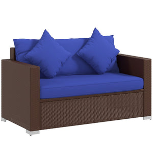 English Elm Outsunny Stylish 2-Seat Wicker Loveseat With Cushions & Throw Pillows For Outdoor Comfort & Durability W2225P217677-GIGA