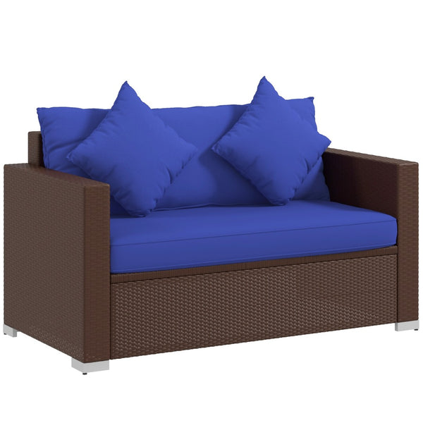 English Elm Outsunny Stylish 2-Seat Wicker Loveseat With Cushions & Throw Pillows For Outdoor Comfort & Durability W2225P217677-GIGA