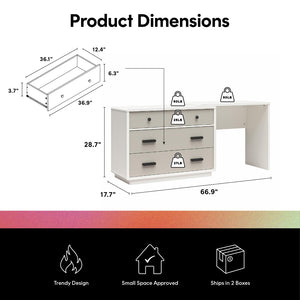 English Elm Valencia 3 Drawer Dresser Desk with Matte Black Hardware for Modern Bedroom Storage B2733S00010
