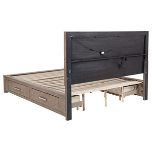 English Elm Gibbons California King Storage Bed with Led Headboard and Four Underbed Drawers B062S01829