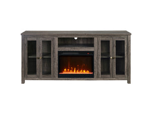 English Elm Emerson 70 Inch Fireplace Tv Stand with Led Accents Electric Heater and Media Storage Gray B2749P413270