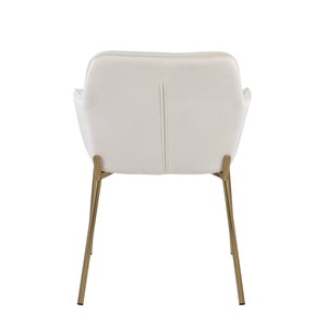 English Elm Daniella Contemporary Dining Chair Set Of 2 In Cream Velvet & Gold Metal - Chic Comfort & Style! B202S01328