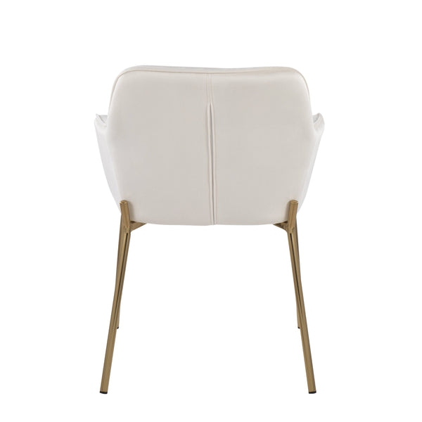 English Elm Daniella Contemporary Dining Chair Set Of 2 In Cream Velvet & Gold Metal - Chic Comfort & Style! B202S01328
