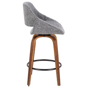 English Elm Fixed-height Swivel Counterstools with Bentwood Frame and Upholstered Seat Set of 3 B202S02015