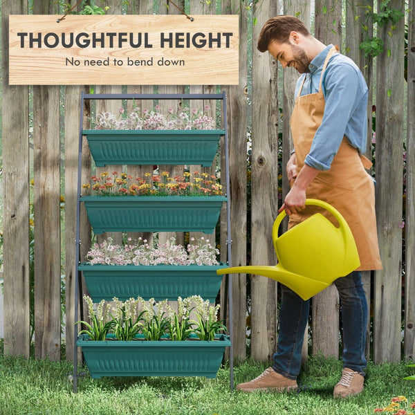 English Elm Outsunny 4-Tier Vertical Garden Planter Set - Space-Saving Elevated Planters For Herbs, Veggies & Flowers W2225P174506-GIGA