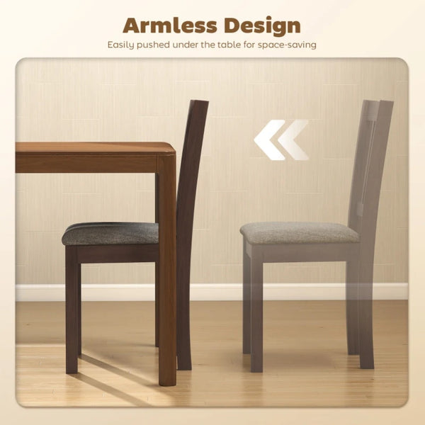 English Elm Stylish Mid-century Dining Chairs Set of 2 Linen Upholstered Rubberwood Frame T3971P503634
