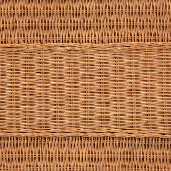 English Elm Bohemian Hand-braided Rattan Side Table with Open Shelf for Warm Organic Interiors B2750P467754