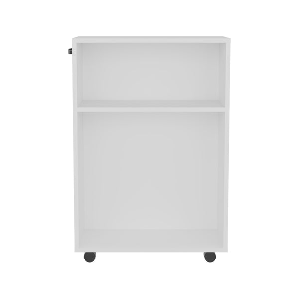 English Elm Datto White Storage Cart with Casters – Engineered Wood Multi-Compartment Organizer for Bathroom B092P361963