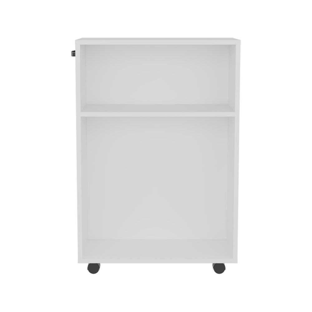 English Elm Datto White Storage Cart on Casters — Engineered Wood, Multi-Compartment Organizer for Bathroom & Office (29.92x13.78x4) B092P361963