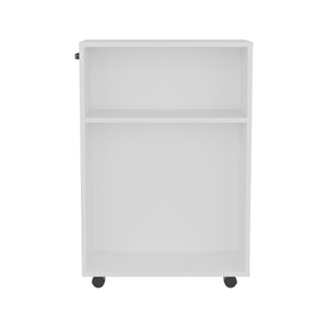 English Elm Datto White Storage Cart on Casters — Engineered Wood, Multi-Compartment Organizer for Bathroom & Office (29.92x13.78x4) B092P361963