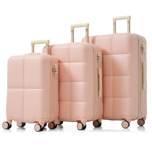 English Elm Luggage 3 Piece Abs Hard Shell Set with Usb Port Cup Holder and Spinner Wheels Pink N726P170956P