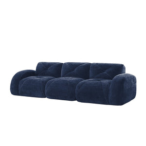 English Elm 110''boneless Velvet Sectional Sofa Modular Cloud Seating with Tufted Cushions for Living Rooms Blue W714S01619