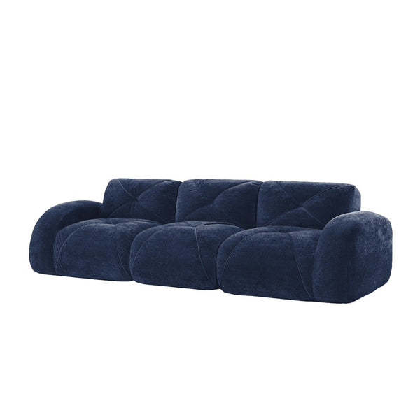 English Elm 110''boneless Velvet Sectional Sofa Modular Cloud Seating with Tufted Cushions for Living Rooms Blue W714S01619