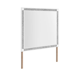 English Elm Soulmarie Large Contemporary Mirror with Sleek Wood Frame, Glitter Accents & Sturdy Dresser Connect White 40.75 L x 3.15 W x 39.37 H B201P410799