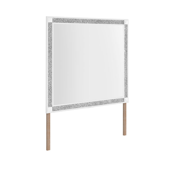 English Elm Soulmarie Large Contemporary Mirror with Sleek Wood Frame, Glitter Accents & Sturdy Dresser Connect White 40.75 L x 3.15 W x 39.37 H B201P410799