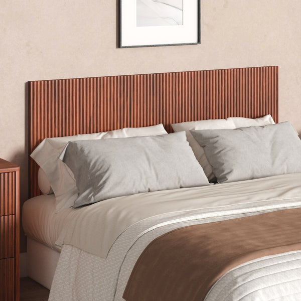 English Elm Modern Wavy Wall-mounted Queen Headboard with Organic Wood Grain Bohemian Bedroom Texture Walnut W1820P407910