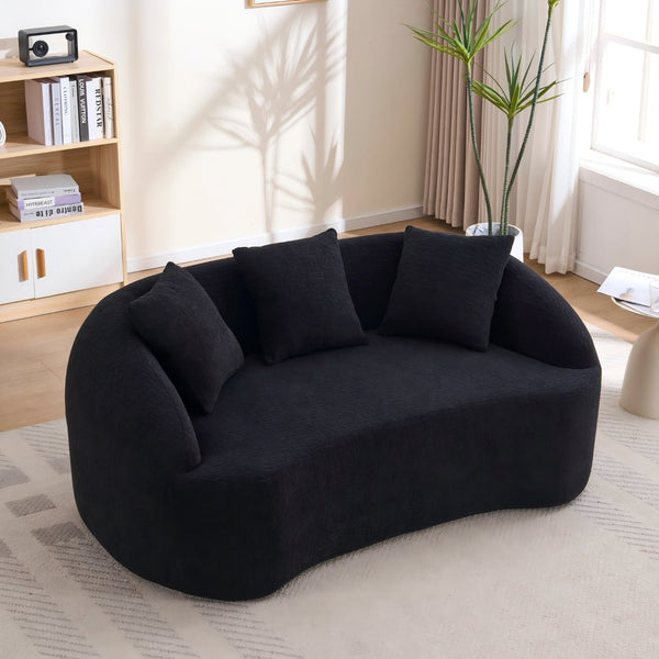 English Elm Ly-049s Curved Chenille Loveseat with Boneless Frame for Modern Living Spaces Black W2231P402442