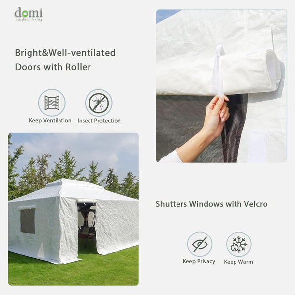 English Elm Gazebo Cover Weatherproof Pe Enclosure for 8x8 Metal Frames with Zippered Entry W1859P419595