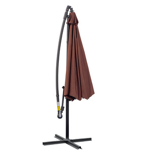 English Elm Outsunny 10' Cantilever Patio Umbrella With Uv Protection, Sturdy Frame & Easy Crank Operation, Brown W2225P217963-GIGA