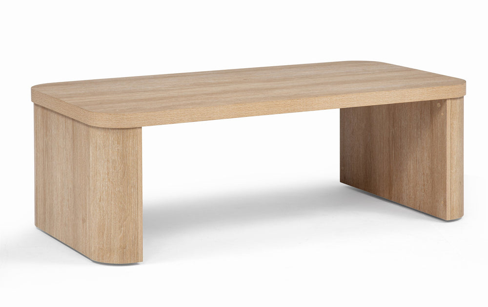 English Elm 3pc Mid-Century Inspired 3-Piece Coffee & End Table Set with Warm Wood Finish, Curved Edges, Casters B2741P369385