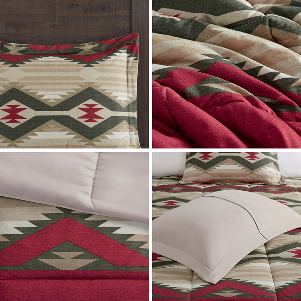 English Elm King Southwest-Inspired Comforter Set With Sherpa Pillow - Cozy Lodge Style For Year-Round Comfort B035P148496