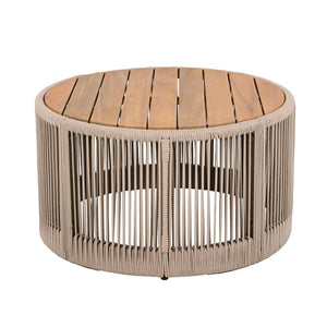English Elm Christopher Knight Home® - Rustic Industrial table set with woven rope accents, acacia wood & iron frame for durable style Teak+ Beige N770P298632B_N770P298633B