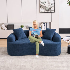 English Elm LY-025S Curved Loveseat Compact 65" Space-Saving Chenille Upholstery, 30D Foam+Spring Comfort Blue W2231P261298
