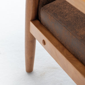 English Elm 25.38'' 25.38" Wide Classic Mid-Century Modern Arm Chair with Solid Wood Arms, Plush Foam & Microfiber Finish Light Brown B2735P271017