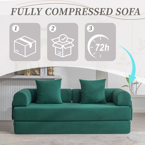 English Elm UNITED modular foldable sofa with metal frame, corduroy upholstery, side pocket & quick assembly convenience Emerald W1568P375638