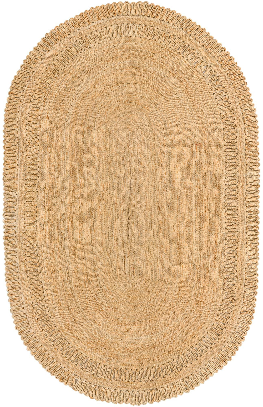 Unique Loom Braided Jute Seema Hand Braided Striped Rug Natural,  5' 1" x 8' 0"