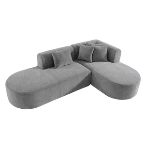 English Elm Christopher Knight Home® - Mirod Sectional Sofa with Chenille Upholstery, Tufted Curved Corner Design, Plush Foam & Springs Grey N760S0000039E