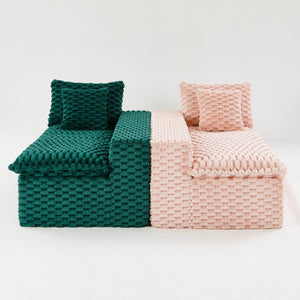 English Elm Luxury Color-Block Turtle Velvet Multifunctional Sofa - Cozy Modular Design For Stylish Living Spaces W3371S00054