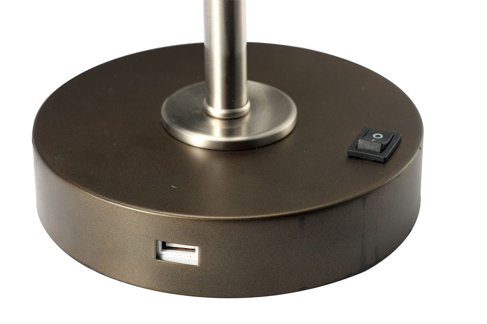 English Elm Simple Stain Nickel Table Lamp 15" Contemporary Metal Desk Light with Adjustable Head for Reading B2741P317234