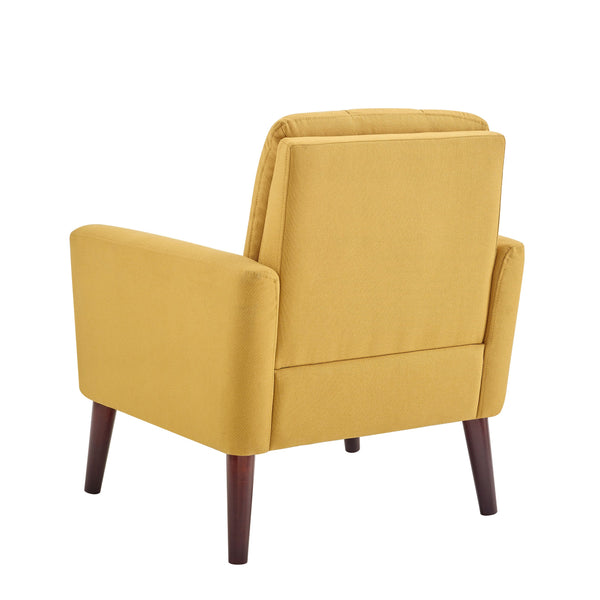 English Elm Tufted Upholstered Armchair with Mid-Century Flared Dowel Legs, Plush Foam Seat and Engineered Frame Yellow B343P317237