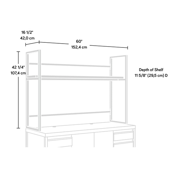 English Elm Hutch, Stylish Brown Finish With Open Shelving For Organized Storage & Modern Workspace Upgrade B356P367956