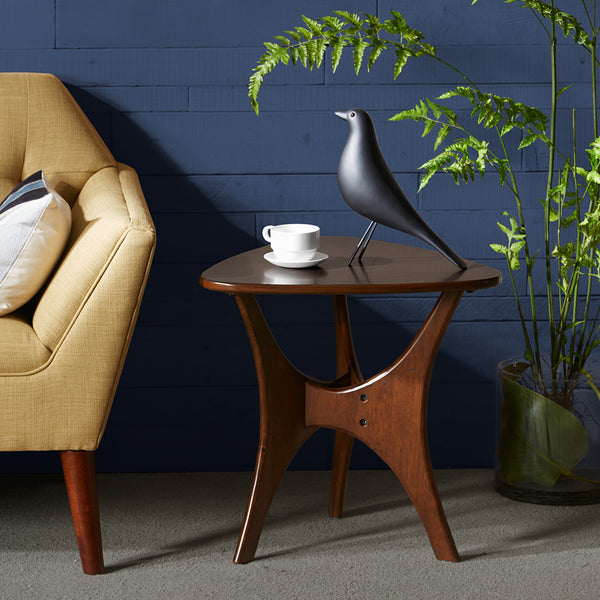 JLA Home INK+IVY - Triangle Pecan Wood Side Table with Mid-Century Triangular Top & Geometric Angled Base, Compact Contemporary Accent FPF17-0296