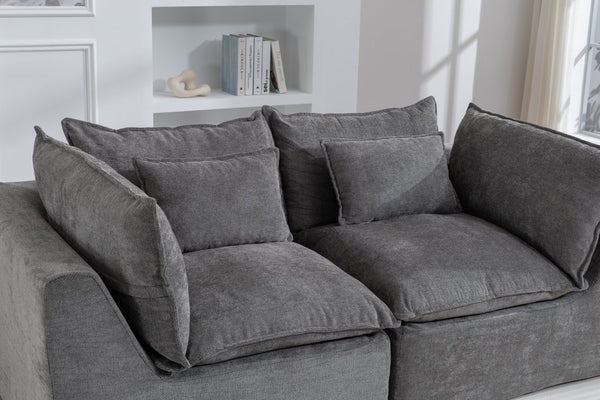 English Elm 74.8" Oversized Modular Cloud Sofa Deep Seat Cotton Linen Upholstered Living Room Couch Antique Grey W2530P458025