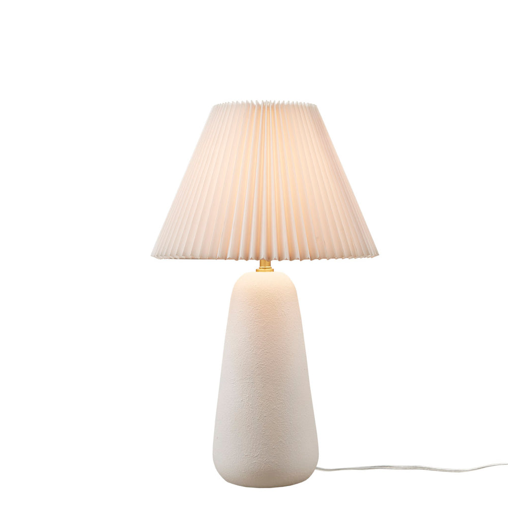 JLA Home INK+IVY - Textured Ceramic Lamp with Matte White Sculpted Base and Fluted Fabric Shade, LED Included, Versatile Decor II153-0162