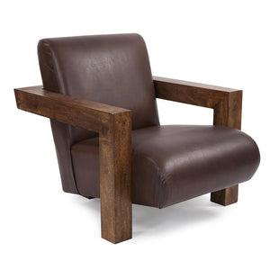 Howard Elliott Camden Occasional Chair - Stylish Mango Wood Frame, Genuine Leather Upholstery, Floating Design Brown Mango Wood ,Leather 27007-howard-elliott