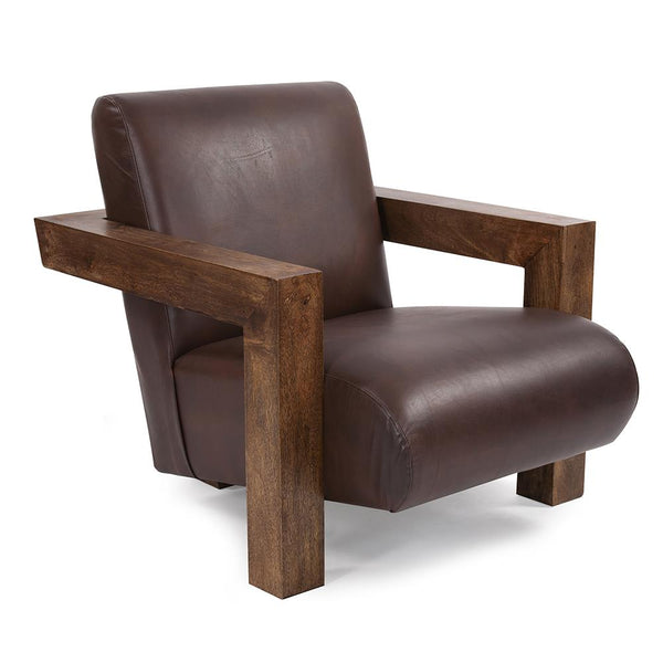 Howard Elliott Camden Occasional Chair - Stylish Mango Wood Frame, Genuine Leather Upholstery, Floating Design Brown Mango Wood ,Leather 27007-howard-elliott