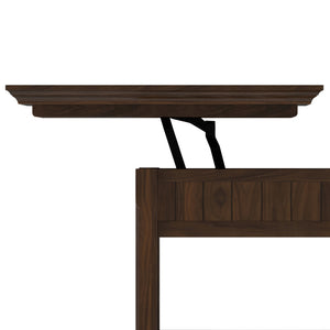 English Elm Acadian Handcrafted Lift Top Coffee Table with Storage - Brunette Brown Solid Wood, Transitional Elegance B136P203460