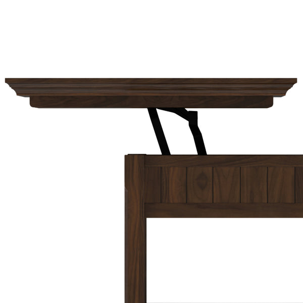 English Elm Acadian Handcrafted Lift Top Coffee Table with Storage - Brunette Brown Solid Wood, Transitional Elegance B136P203460