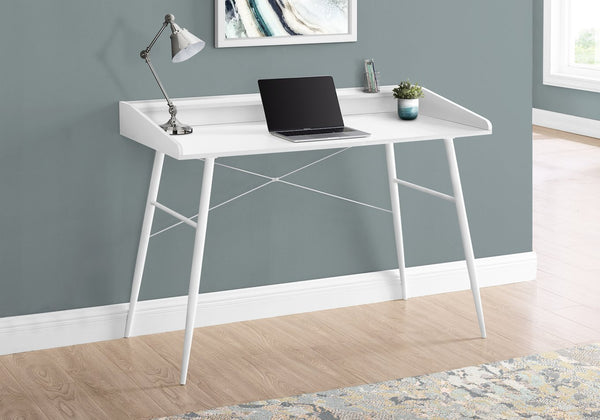English Elm Computer Desk For Home Office – Contemporary White Laminate With Hutch, Compact & Stylish Work Area B2710P219821