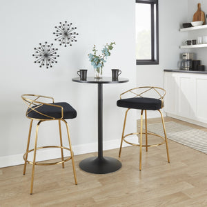 English Elm 26"/art Deco Tufted Velvet Swivel Counterstools with Gold Base for Kitchen Bar Set of 2 B202S02148