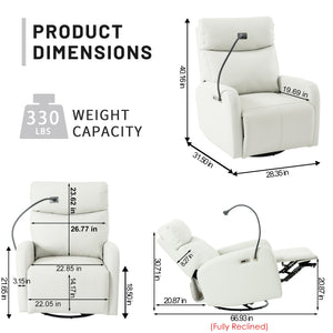 English Elm 270° Power Swivel Rocker Recliner Chair - Electric Glider With Usb Ports For Ultimate Comfort & Style W1028S00028