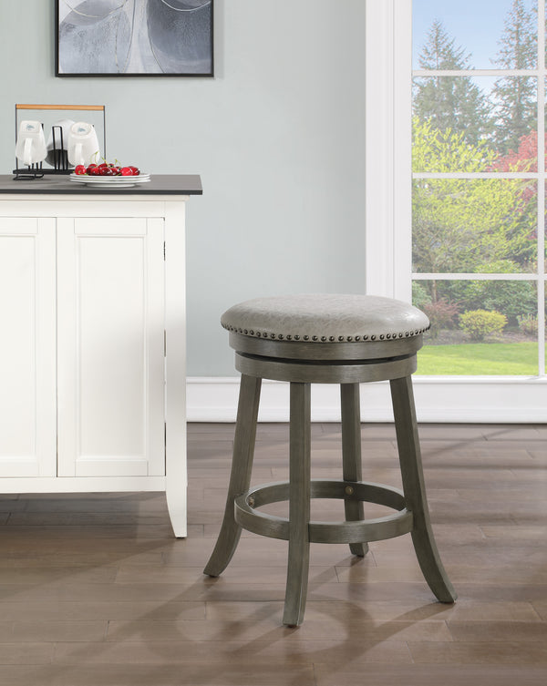 OSP Home Furnishings Round Backless Swivel Stool 2 Pack Dove / Antique Grey